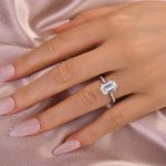 S925 Maxine Moissanite 3.5 Carat Emerald Cut Engagement Ring - Image 2