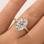S925 Moissanite Yellow Gold 5.5 Ct Oval Cut Engagement Ring In Sterling Silver