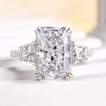 S925 Gorgeous Three Stone Crushed Ice Radiant Cut Engagement Ring - Image 4