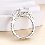 S925 Gorgeous Three Stone Crushed Ice Radiant Cut Engagement Ring - Image 6