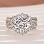 S925 Moissanite Halo Split Shank 4.0Ct Round Cut White Gold Engagement Ring - Image 5