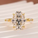 S925 Moissanite Yellow Gold 5.5 Ct Oval Cut Engagement Ring In Sterling Silver - Image 4