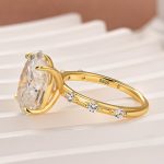 S925 Moissanite Yellow Gold 5.5 Ct Oval Cut Engagement Ring In Sterling Silver - Image 5