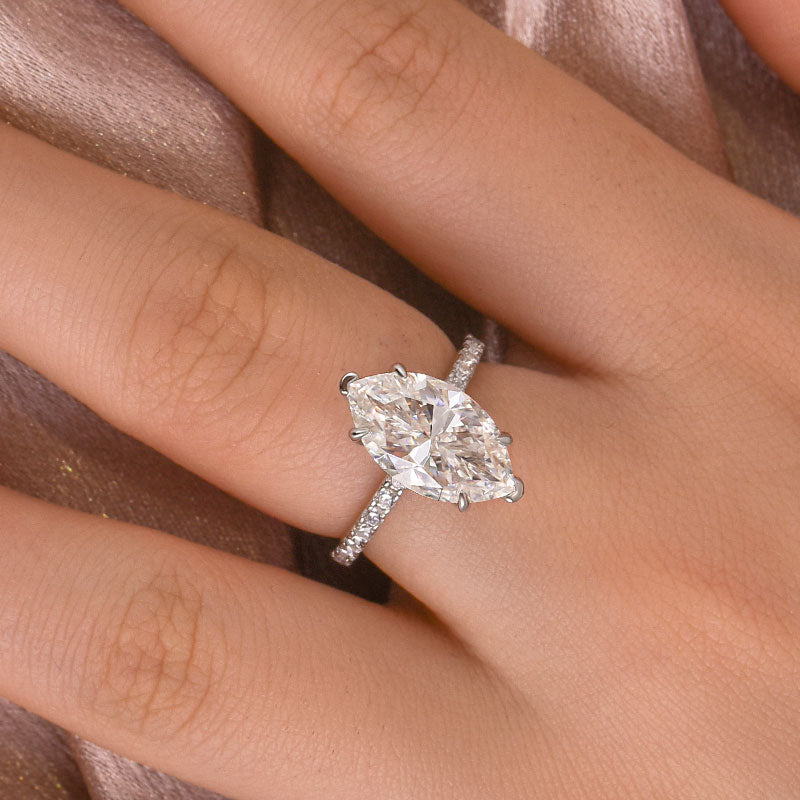 DSC-0656-2 S925 Maxine Moissanite 1.0 Ct~4.0 Ct Marquise Cut Engagement Ring For Women - Image 1