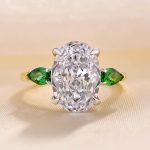 S925 Vintage Two-Tone Oval Cut Three Stone Engagement Ring In Sterling Silver - Image 4