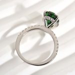 S925 Classic Oval Cut Emerald Green Simulated Diamond Engagement Ring - Image 6