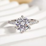 S925 Classic 6 Prong 3.0Ct/4.0Ct Round Cut Simulated Diamonds Engagement Ring Iin Sterling Silver - Image 6