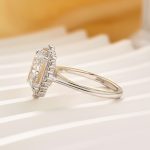S925 Stunning Halo Radiant Cut Simulated Diamond Engagement Ring In Sterling Silver - Image 4