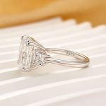 S925 Luxurious Crushed Ice Hybrid Radiant Cut Three Stone Engagement Ring In Sterling Silver - Image 7