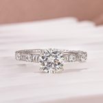 S925 Moissanite 1.2 Ct Round Cut White Gold Engagement Ring - Image 6