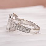 S925 Moissanite Halo Three Shank 3.5Ct Radiant Cut White Gold Engagement Ring - Image 7
