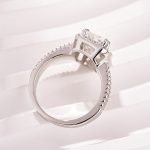 S925 Moissanite Halo Three Shank 3.5Ct Radiant Cut White Gold Engagement Ring - Image 6