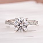 S925 Moissanite 2.5 Ct Square Cushion Cut White Gold Promise Bridal Ring - Image 5