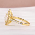 S925 Moissanite 2.5 Ct Halo Pear Cut Yellow Gold Travel Ring - Image 7