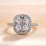 S925 Elegant Halo Cushion Cut Engagement Ring In Sterling Silver - Image 4