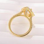 S925 Moissanite 2.5 Ct Halo Pear Cut Yellow Gold Travel Ring - Image 6