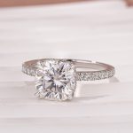 S925 Moissanite 2.5 Ct Square Cushion Cut White Gold Promise Bridal Ring - Image 4