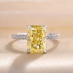 S925 Beautifully 3.5 Carat Yellow Sapphire Radiant Cut Engagement Ring - Image 5