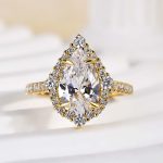 S925 3.0 Carat Stunning Halo Pear Cut Elegant Engagement Ring In Sterling Silver - Image 4