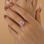 S925 Elegant Cushion Cut Synthetic Morganite Halo Engagement Ring In Sterling Silver - Image 3
