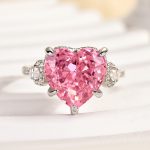 S925 Royal Romantic 5.0 CT Pink Heart Cut Engagement Ring In Sterling Silver - Image 4
