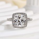 S925 Amazing 3.5 Carat Cushion Cut Halo Engagement Ring In Sterling Silver - Image 6