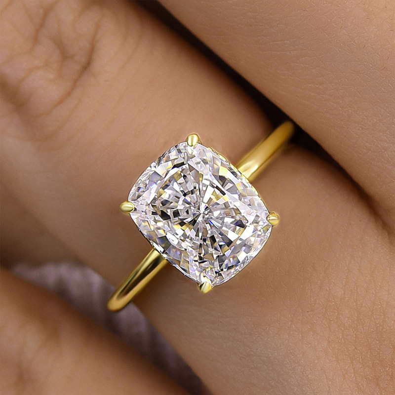 DSC-1424-1 S925 Maxine Excellent 4.0 Ct Cushion Cut Engagement Ring - Image 1
