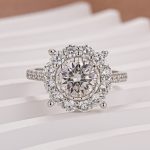 S925 Moissanite 1.2Ct Halo Round Cut White Gold Engagement Ring - Image 3