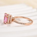 S925 Rose Gold Peachy Pink Stone Cushion Cut Engagement Ring With Double Halo - Image 6
