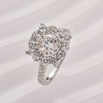 S925 Moissanite 1.2Ct Halo Round Cut White Gold Engagement Ring - Image 4