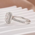 S925 Moissanite 3.0 Ct Halo Radiant Cut White Gold Engagement Ring - Image 5