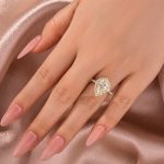 S925 Moissanite 2.5 Ct Halo Pear Cut Yellow Gold Travel Ring - Image 3