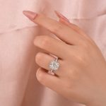 S925 Moissanite 3.0 Ct Halo Radiant Cut White Gold Engagement Ring - Image 3