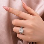 S925 Moissanite Halo Three Shank 3.5Ct Radiant Cut White Gold Engagement Ring - Image 4