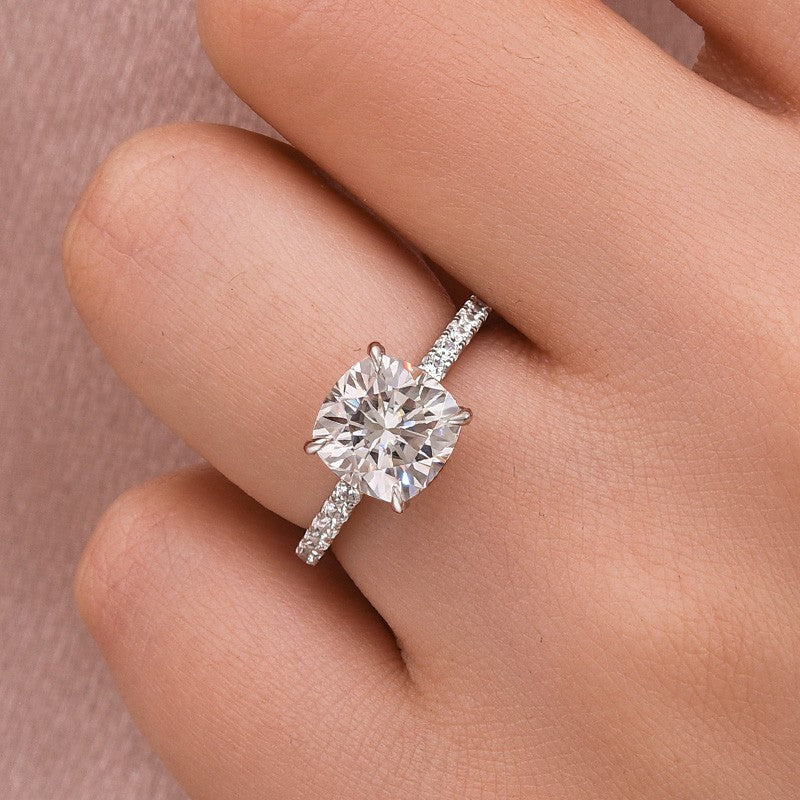 DSC-1678-2-1747041213 S925 Moissanite 2.5 Ct Square Cushion Cut White Gold Promise Bridal Ring - Image 1
