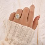 S925 Halo Oval Cut Simulated Diamond Engagement Ring - Image 7