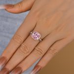 S925 Elegant Cushion Cut Synthetic Morganite Halo Engagement Ring In Sterling Silver - Image 2