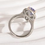 S925 Attractive Double Halo Pear Cut Aquamarine Blue/Purple Engagement Ring - Image 6