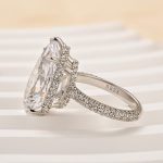 S925 Maxine Honorable 8.0 Carat Pear Cut Simulated Diamond Engagement Ring In Sterling Silver - Image 4