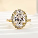S925 Halo Oval Cut Simulated Diamond Engagement Ring - Image 8