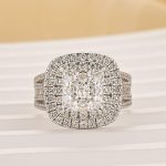 S925 2.0Ct Princess Cut Double Halo Split Shank Engagement Ring In Sterling Silver - Image 3