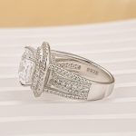 S925 2.0Ct Princess Cut Double Halo Split Shank Engagement Ring In Sterling Silver - Image 4