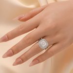 S925 2.0Ct Princess Cut Double Halo Split Shank Engagement Ring In Sterling Silver - Image 2