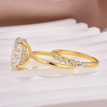 S925 Solitaire 5.5Ct Oval Cut 18K Yellow Gold/ White Gold Wedding Ring Set With Round Cut Wedding Band - Image 13