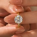 S925 Moissanite 4.0 Ct Solitaire Round Cut Yellow Gold Promise Ring