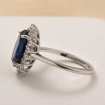 S925 Luxurious Halo Oval Cut Blue Sapphire Engagement Ring In Sterling Silver - Image 5