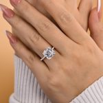 S925 Elegant Asscher Cut Women's Engagement Ring In Sterling Silver - Image 3