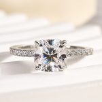 S925 Maxine Moissanite 2.0 Ct~2.5 Ct Cushion Cut Engagement Ring - Image 5