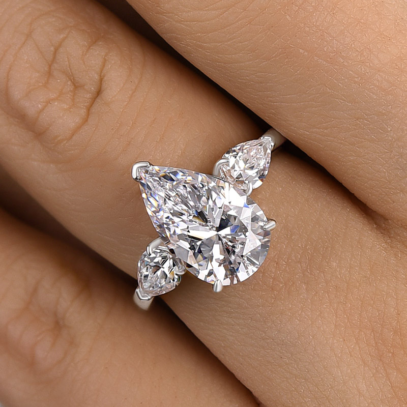 DSC-2511-1 S925 Gorgeous 4.0Ct Pear Cut Three Stone Engagement Ring - Image 1