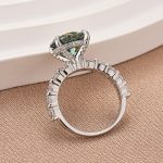 S925 Moissanite 4.0Ct Green Round Cut White Gold & Yellow Gold Engagement Ring - Image 5